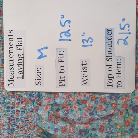 Almost Famous Smocked Blue Green and Orange Floral Print Top Size Medium - Picture 11 of 11